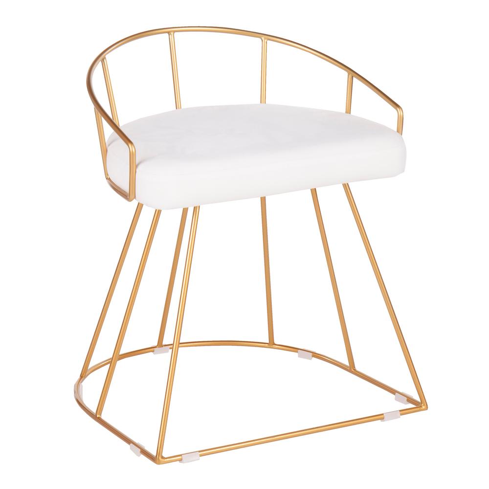 Lumisource Canary 18 In Gold Vanity Stool With White Velvet