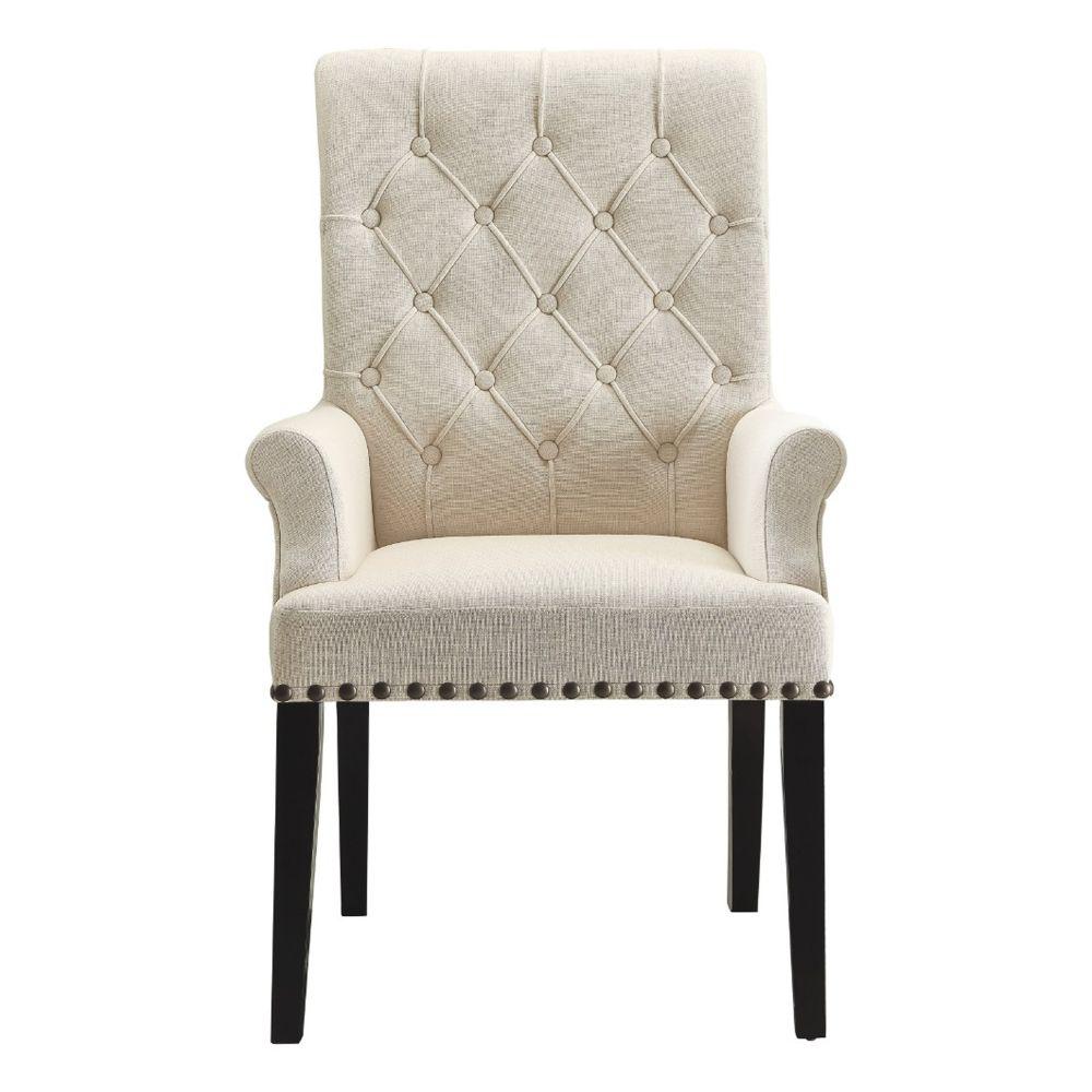 Benjara Cream And Black Diamond Tufted Upholstered Dining Chair Bm168130 The Home Depot