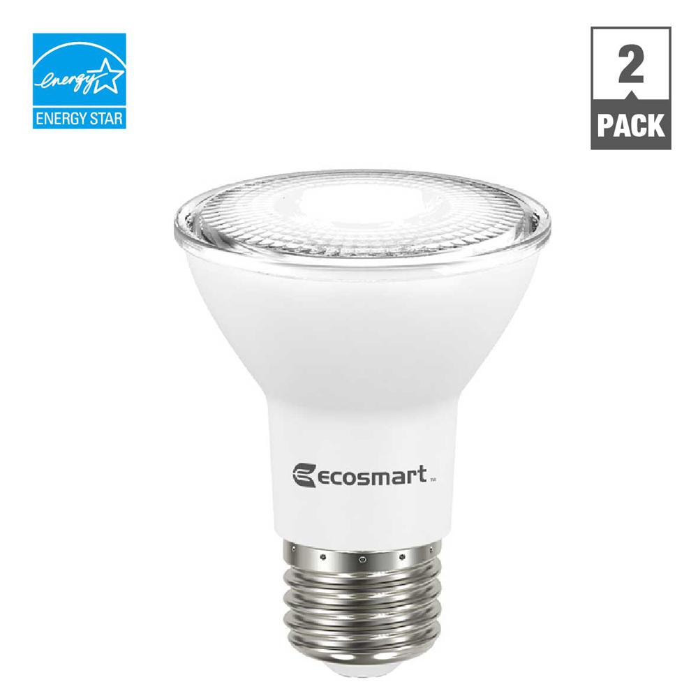 Ecosmart 50 Watt Equivalent Par20 Dimmable Energy Star Led Light Ecosmart 50 Watt Equivalent Par20 Dimmable Energy Star Led Light Bulb Daylight 2 Pack A6pr20p50wesd03 The Home Depot