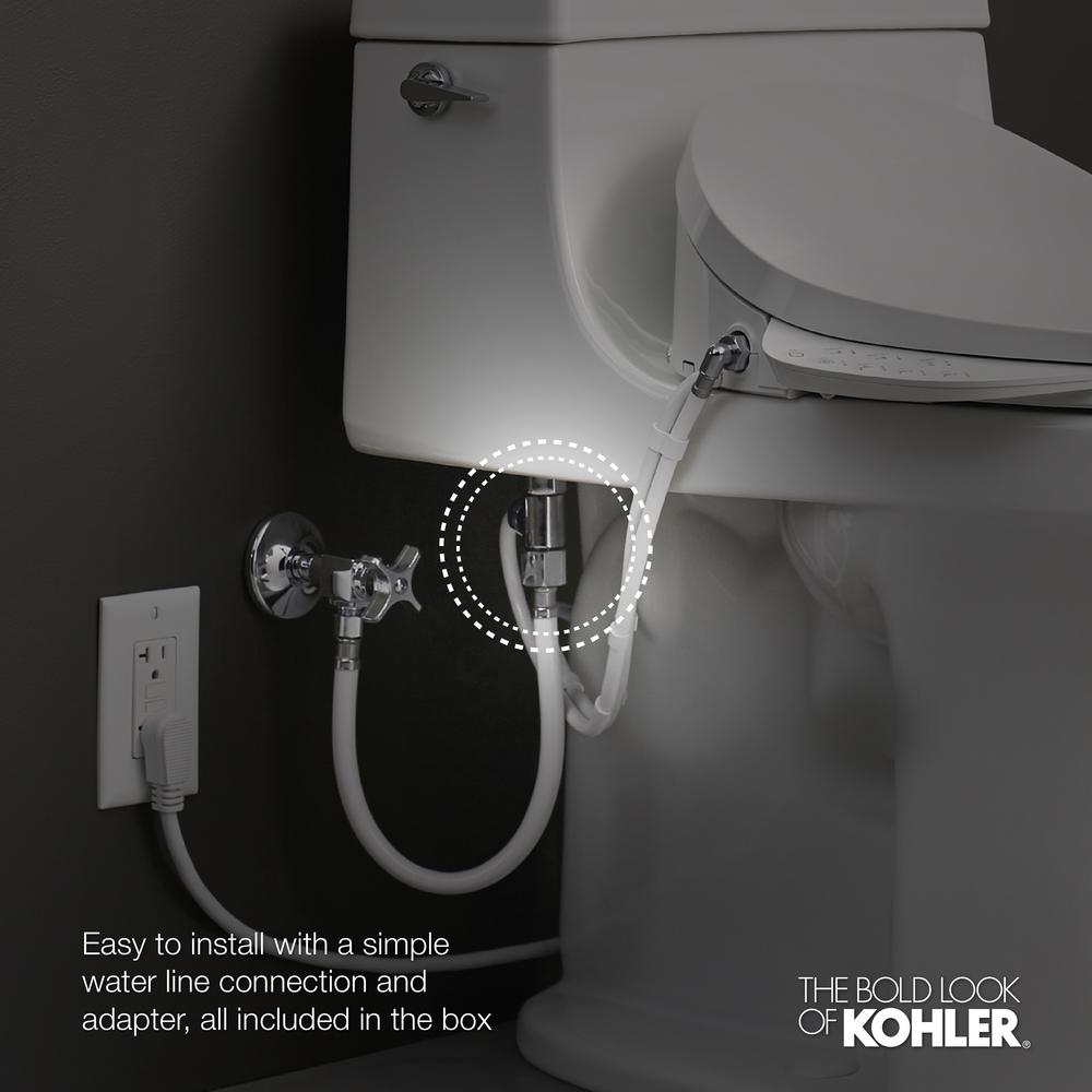Kohler C3 200 Electric Bidet Seat For Elongated Toilets In White With In Line Heater K 4709 0 The Home Depot
