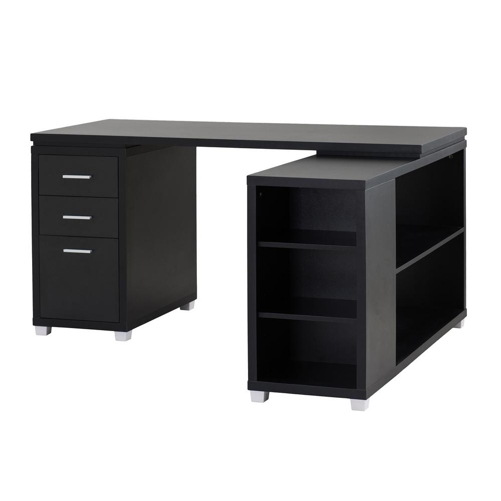 Sunjoy Wesley 47 24 In W Black 3 Drawer Transitional L Shaped