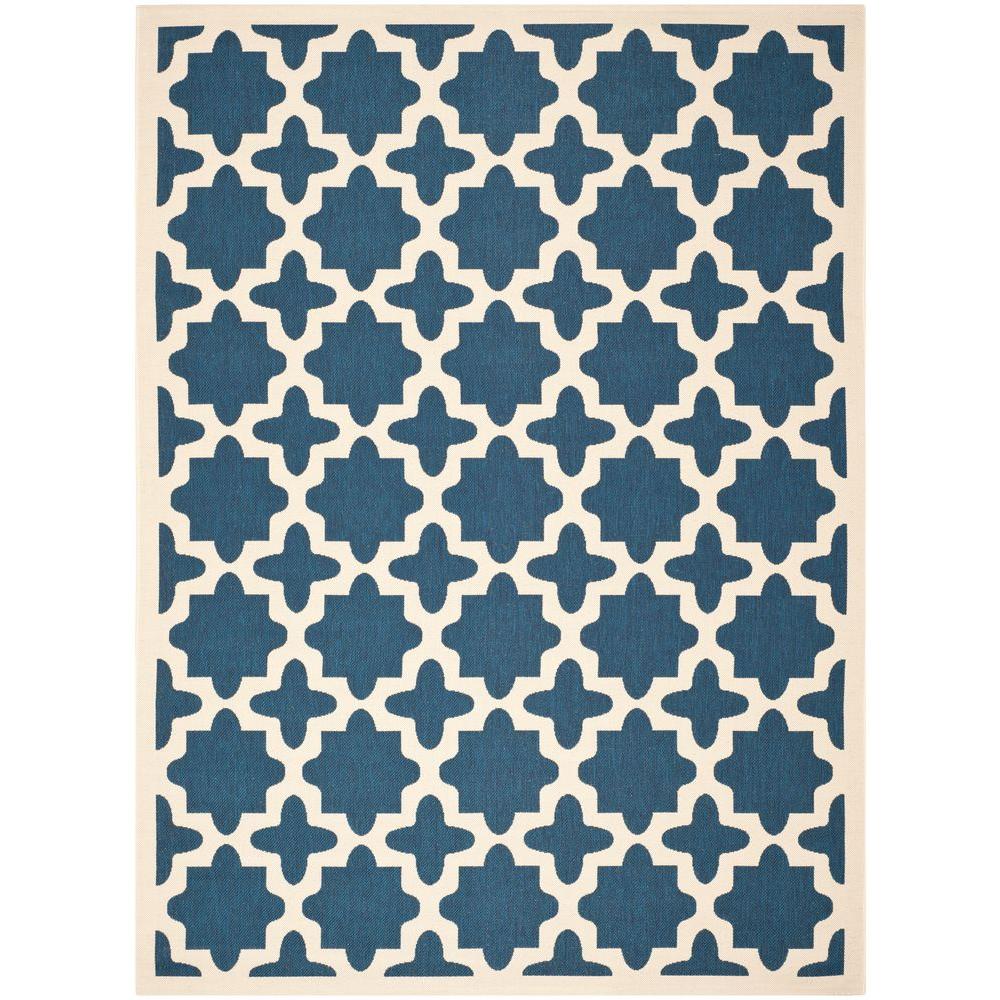 Modern Special Values Outdoor Rugs The Home Depot Courtyard Navy Beige 9 Ft X 12 Indoor Outdoor Area Rug
