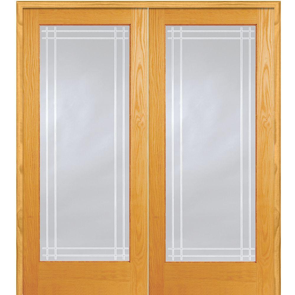 Mmi Door 60 In X 80 Both Active Unfinished Pine Wood Full Lite Both Active Unfinished Pine Wood Full Lite Clear Perimeter V Groove Prehung Interior French Door