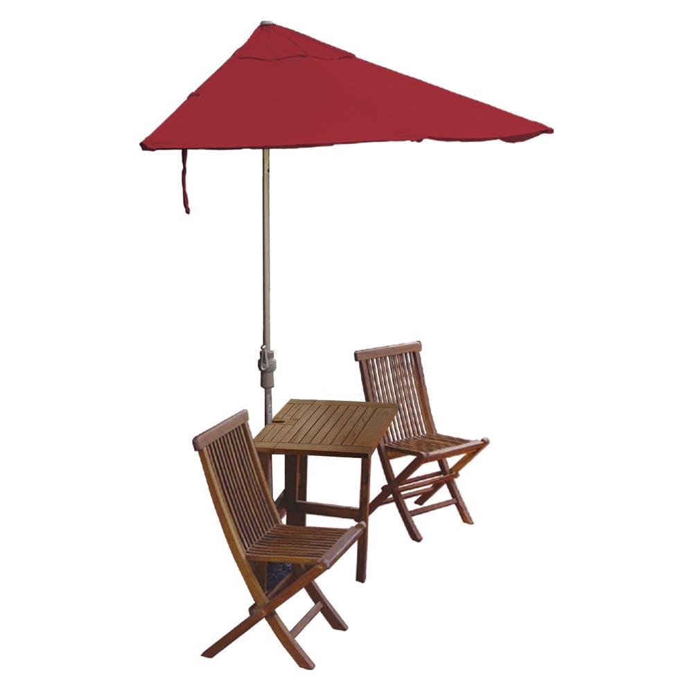 Blue Star Group Terrace Mates Villa Premium 5 Piece Patio Bistro Set With 9 Ft Red Sunbrella Half Umbrella Tmvp 9sr The Home Depot