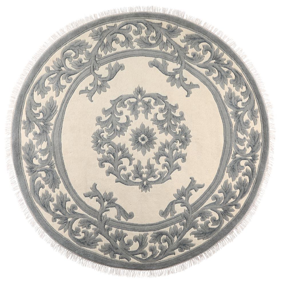 Home Decorators Collection Jackson Blue Ivory 8 Ft X Round Filigree Aubusson Blue 8 Ft X Round Area Rug