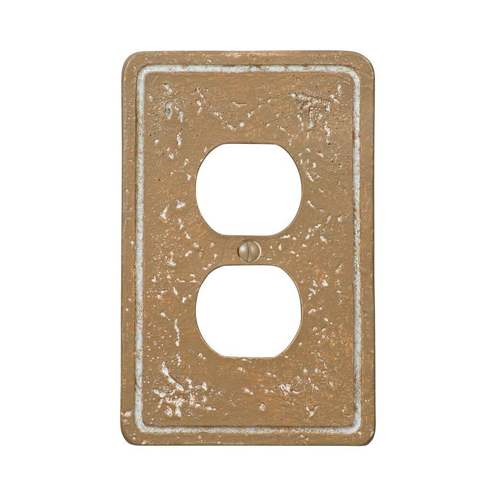 Amerelle Texture Stone 1Duplex Wall Plate, Noche8348D The Home Depot