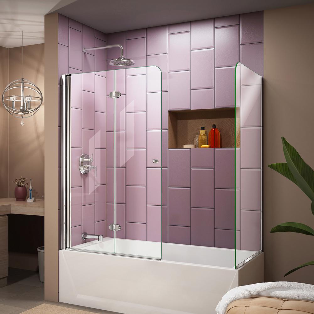 Dreamline Aqua Fold 56 In To 60 X 58 Semi Frameless Hinged Dreamline Aqua Fold 56 In To 60 X 58 Semi
