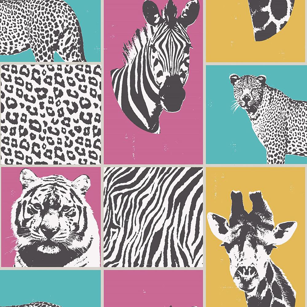 Wallpaper Sample Animal Print Multi Colored Home Zoya Multi Safari Wallpaper Sample
