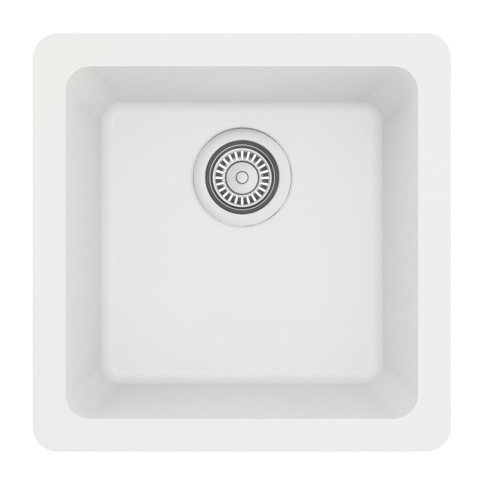 Karran White Quartz 17 in. Undermount Bar Sink-QU-690-WH - The Home Depot