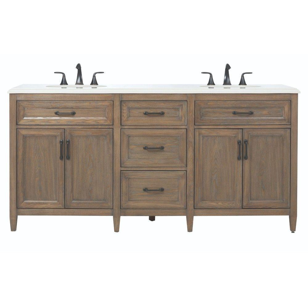Home Decorators Collection Walden 71 In W X 22 D Double Bath Vanity Driftwood Grey With Engineered Stone Top Crystal White