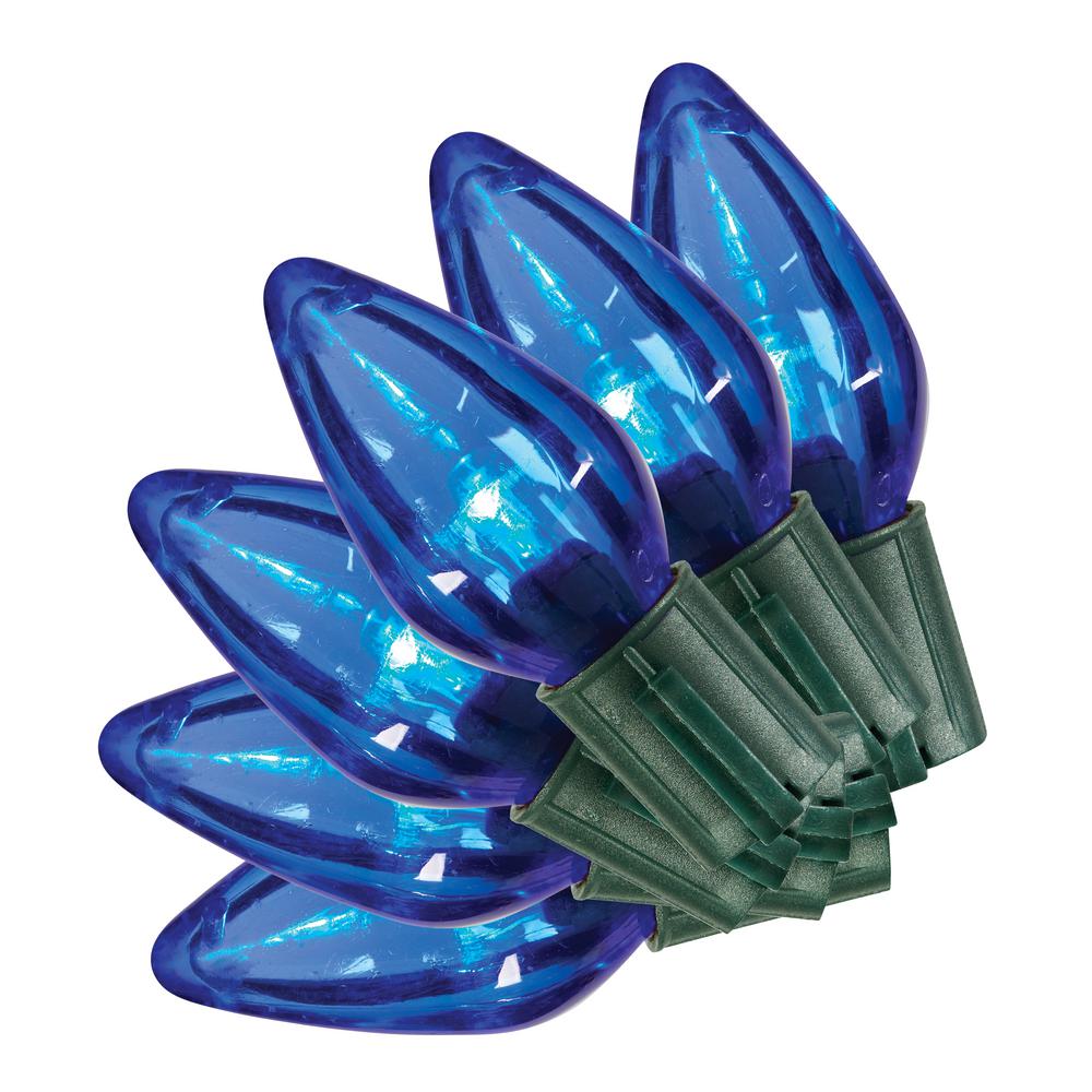 Indoor Outdoor Blue Christmas Lights Decorations 35l Smooth C9 Led Super Bright Constant On Blue