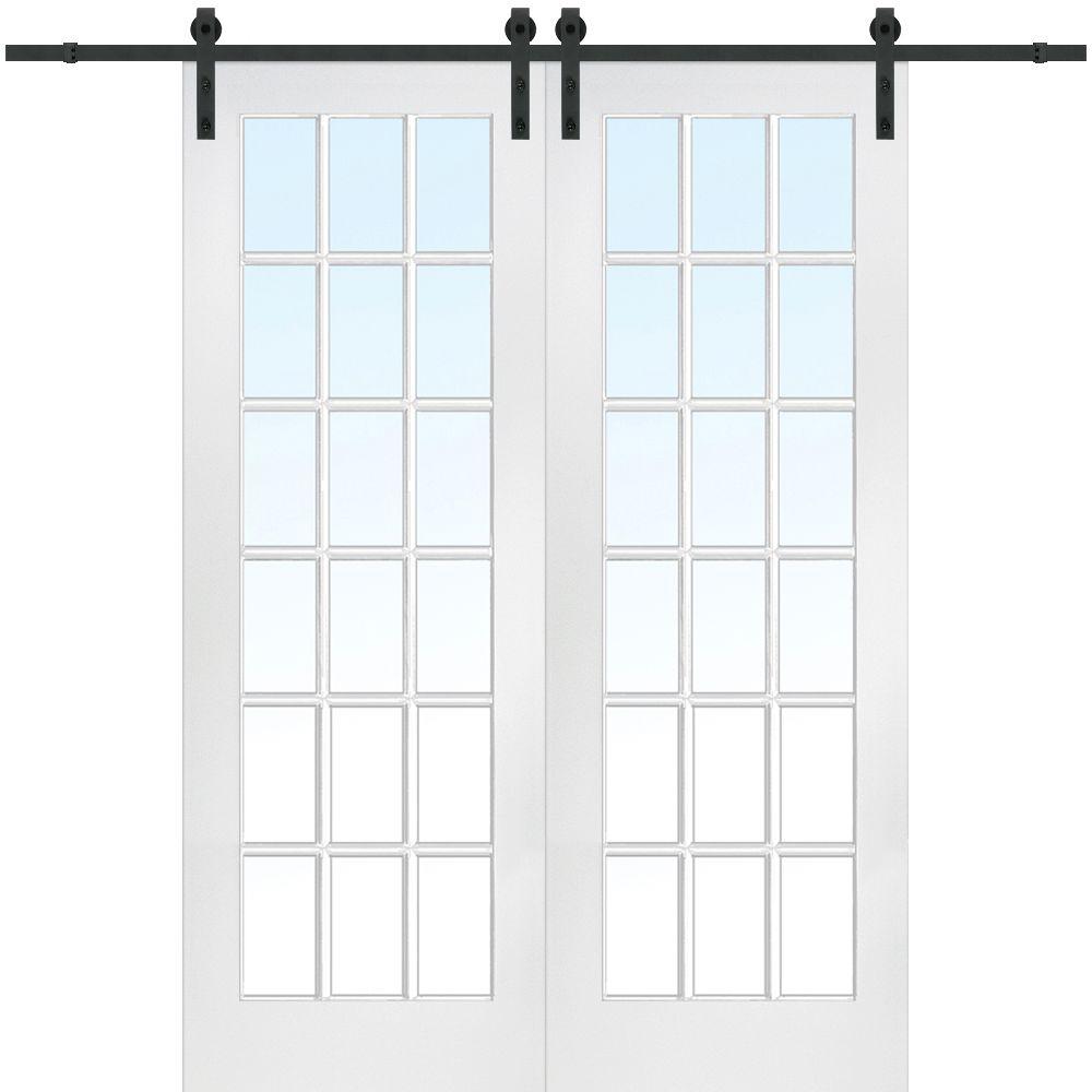 Mmi Door 72 In X 96 In Primed 18 Lite Door With Barn Door