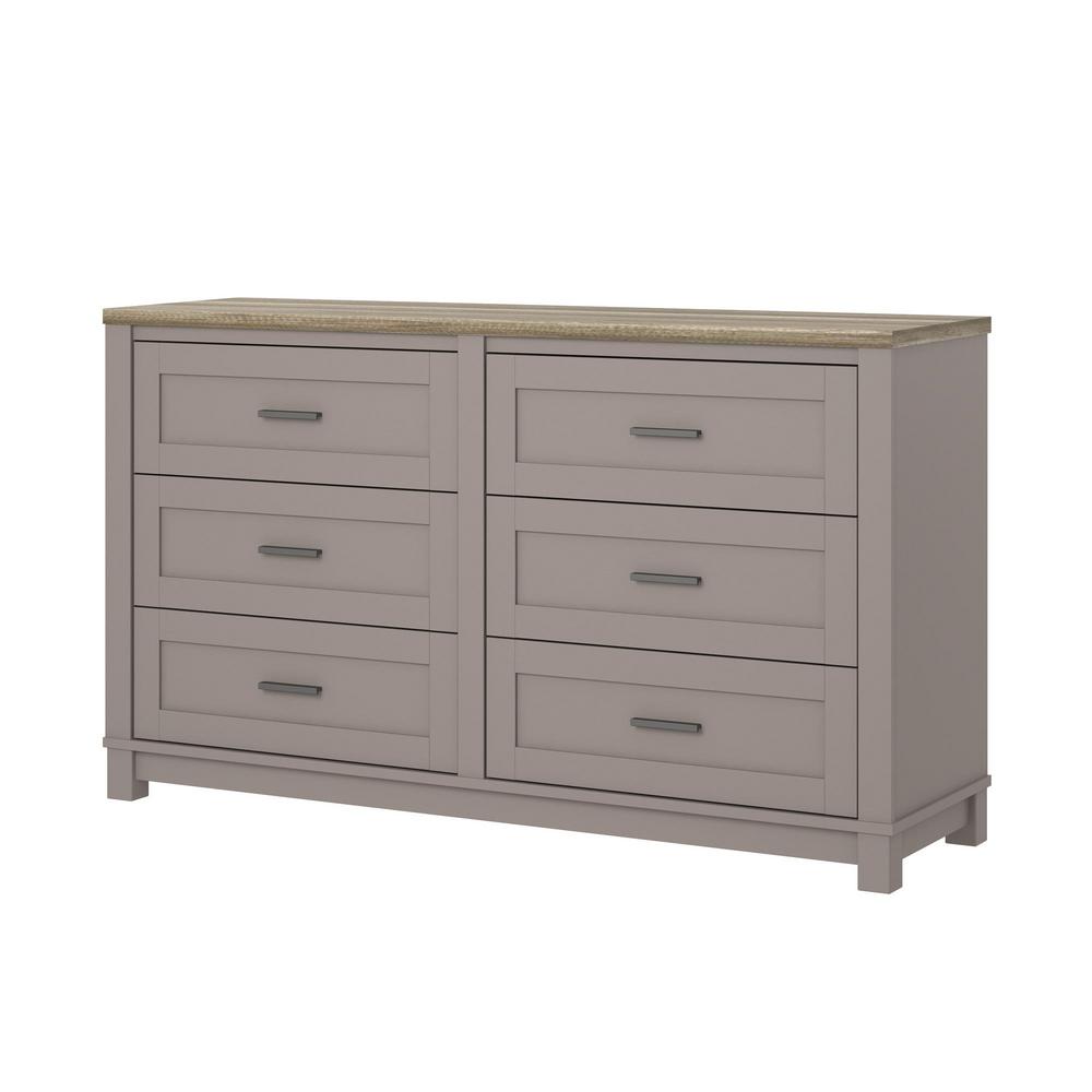 Ameriwood Viola Gray Light Brown 6 Drawer Dresser Hd13068 The