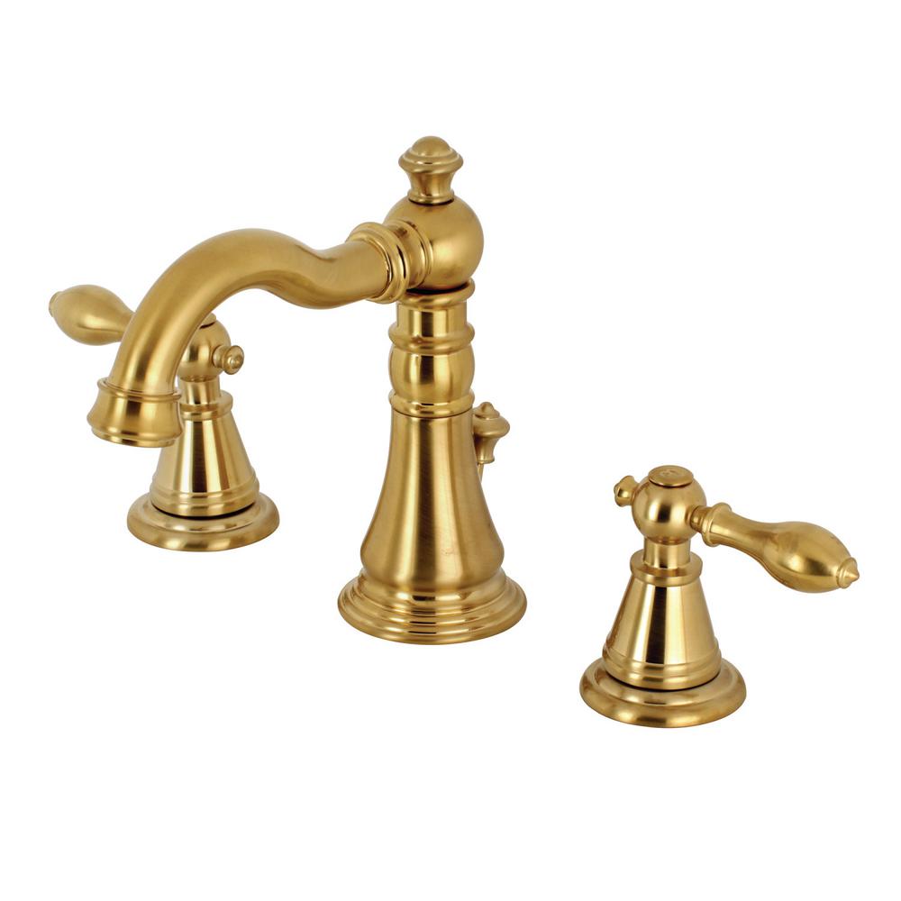 Kingston Brass Classic 8 In Widespread 2 Handle High Arc Bathroom Faucet Brushed