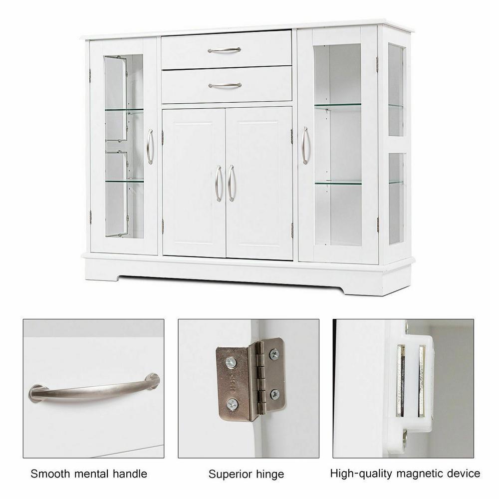 Costway Buffet Storage Cabinet Console Cupboard With Glass Door