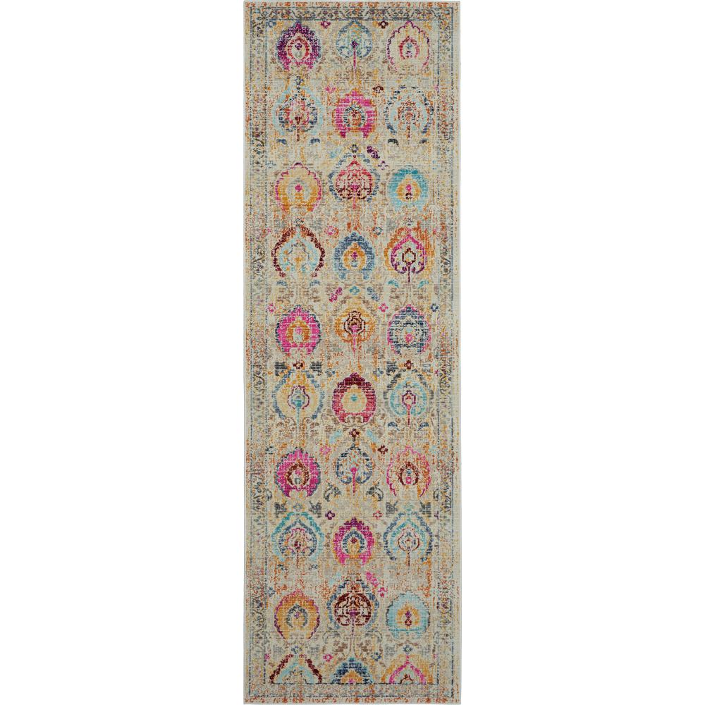 Nourison Vintage Kashan Persian Ivory/Multicolor 2 ft. 4 in. x 8 ft