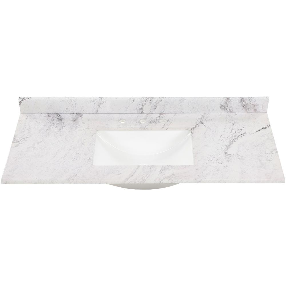 Home Decorators Collection 49 in. W x 22 in. D Stone Effect Vanity Top in Lunar with White Sink
