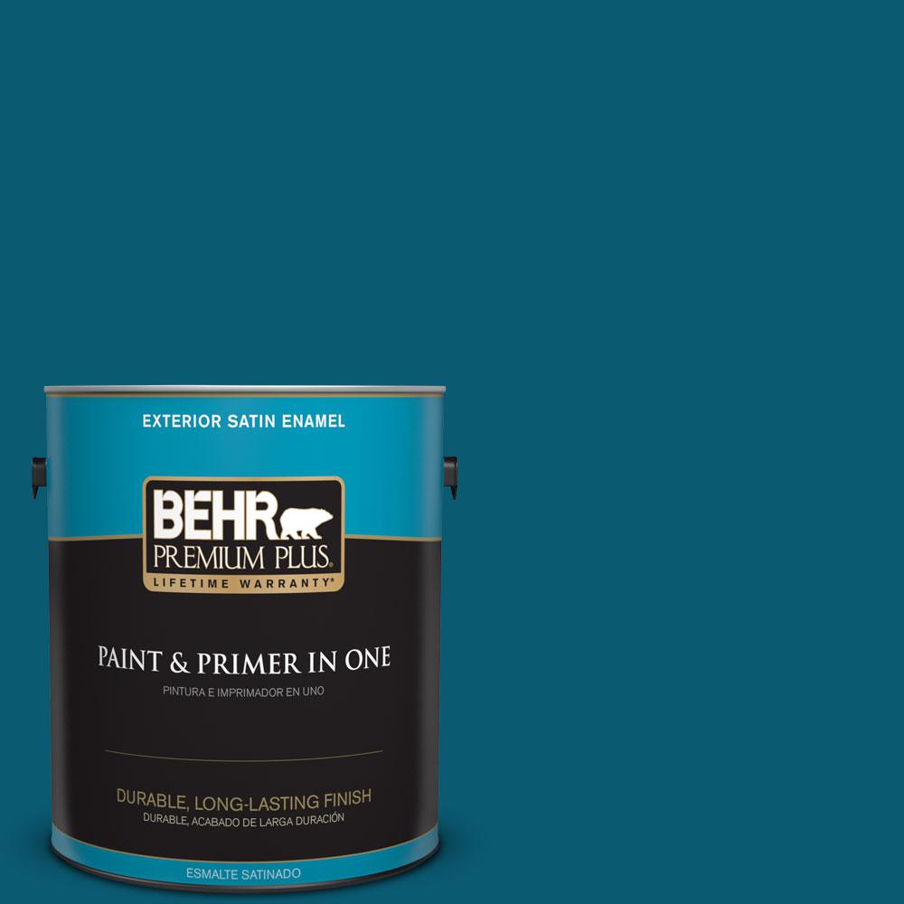 BEHR Premium Plus 1gal. 540D7 Deep Blue Sea Satin Enamel Exterior