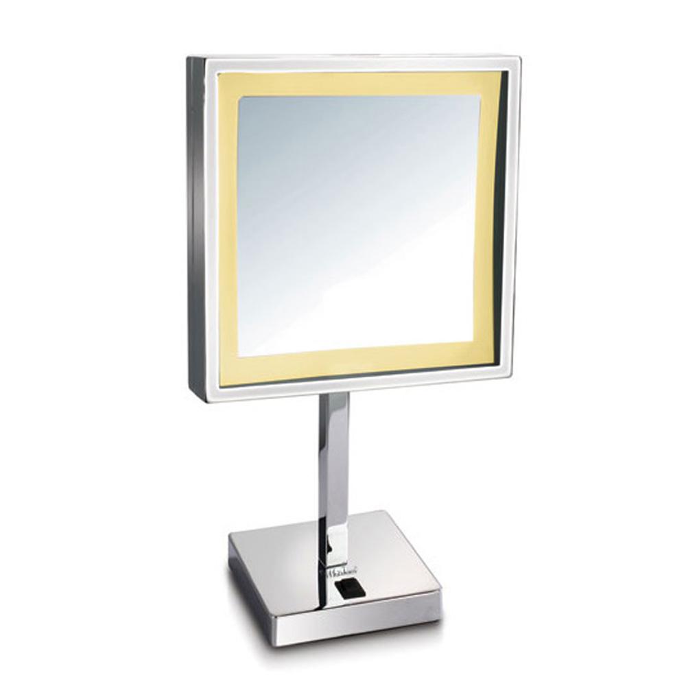 Whitehaus Collection Square 8 In X 14 3 4 Freestanding Framed Led Makeup Mirror Polished Chrome With 5x Magnification
