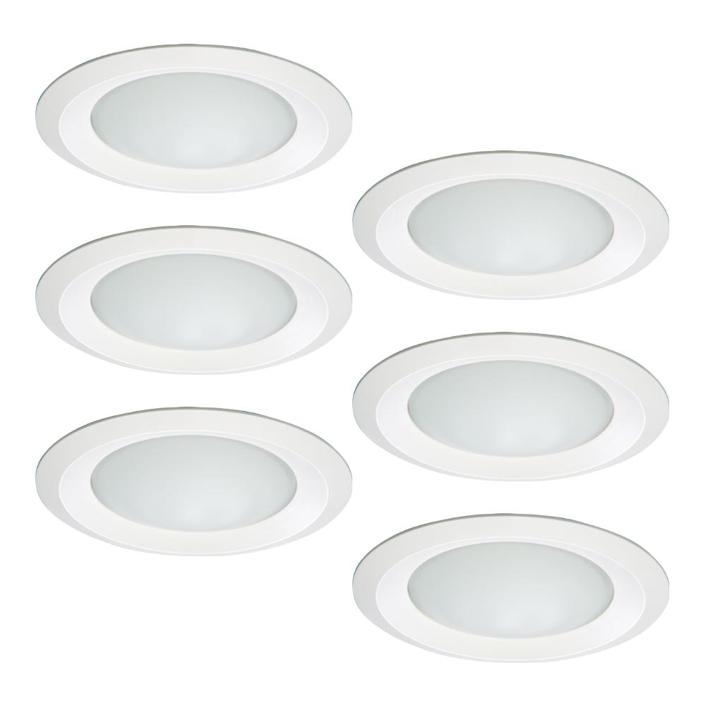 Halo E26 6 in. White Recessed Lighting Shower Light with Frosted Glass Lens (6-Pack)