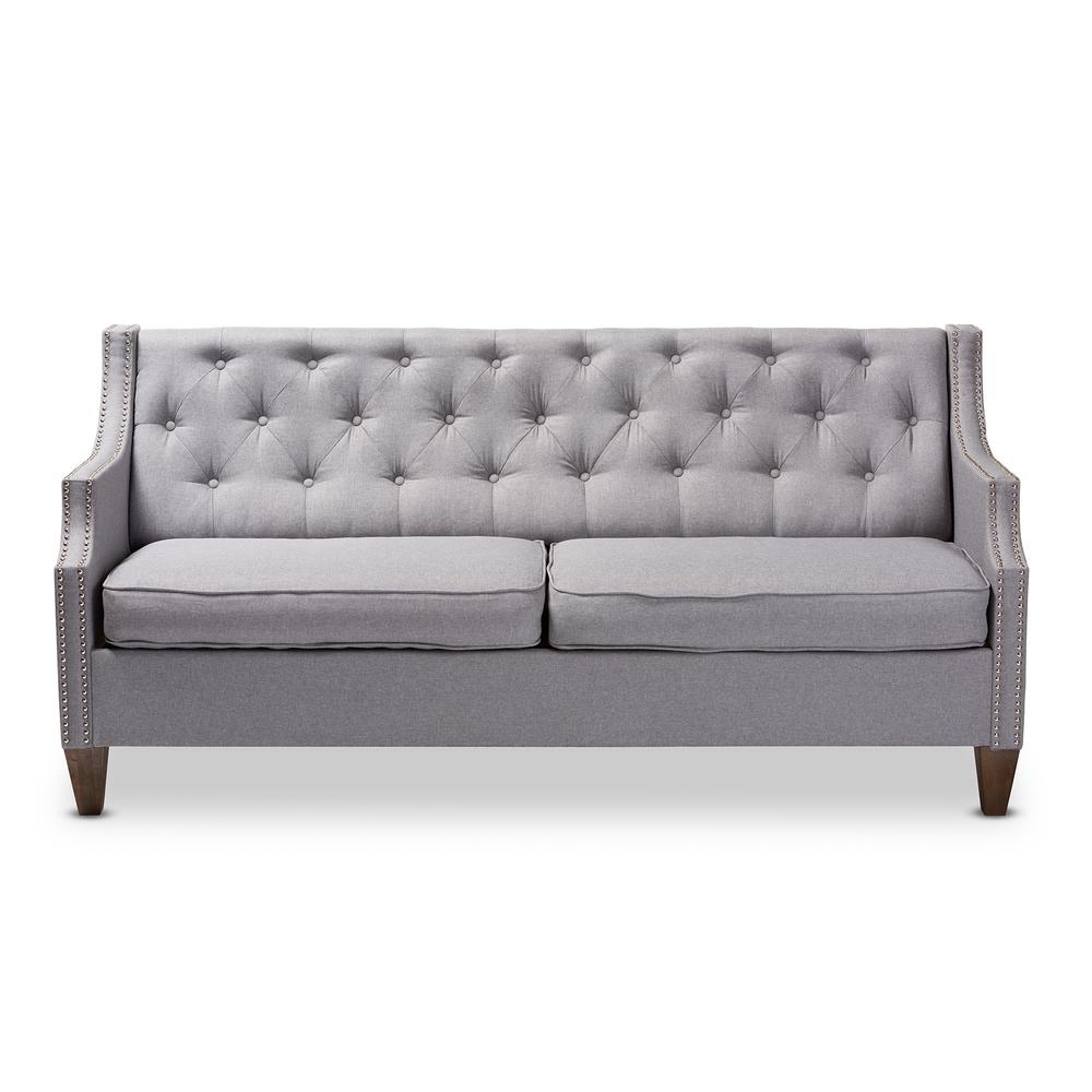 Baxton Studio Celine Gray Fabric Sofa 150 8763 Hd The Home Depot