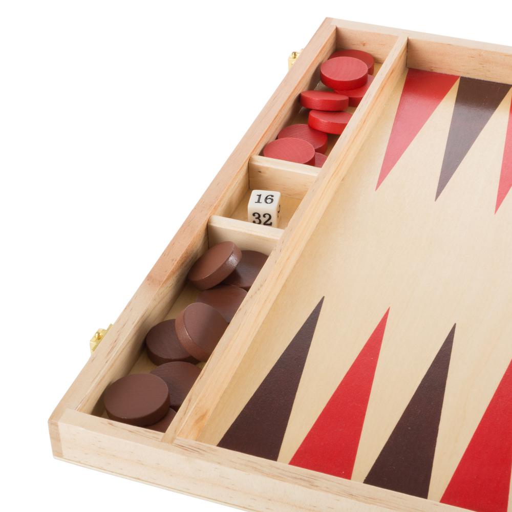 6/" Wooden Travel Backgammon Set Includes Game Pieces /& Folding Board