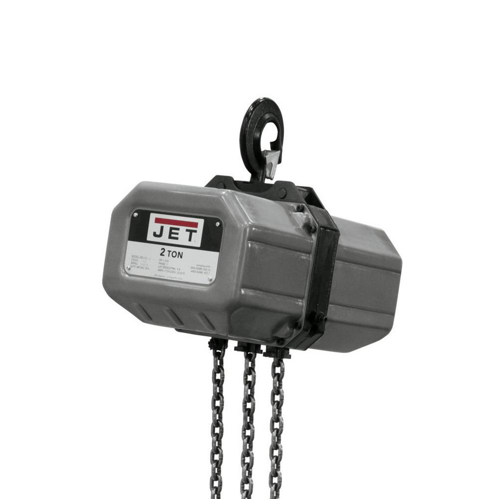 Jet 2 Ton Capacity 20 Ft Lift Electric Chain Hoist 1 Phase 115 230 Volt 2ss 1c 20