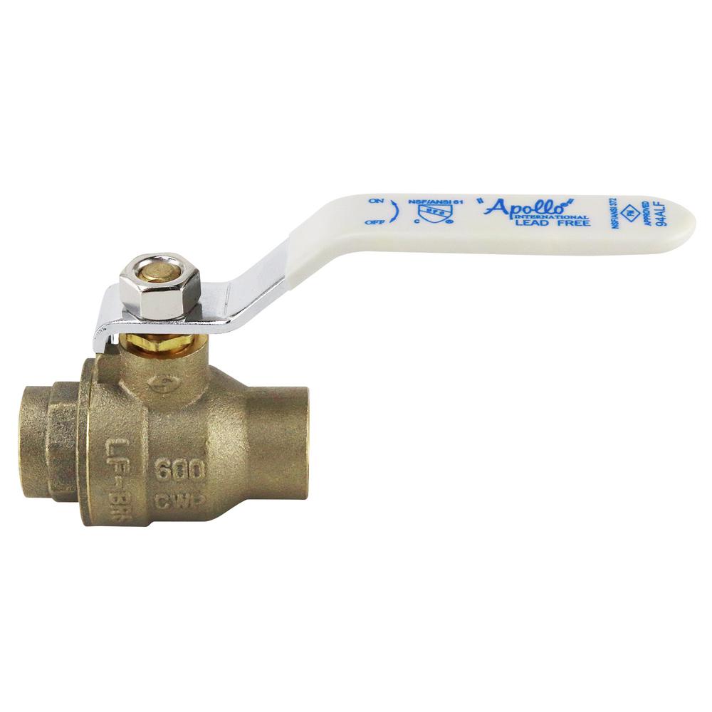 Apollo 1/2 in. Lead Free Brass SWT x SWT Ball Valve94ALF20301A The Home Depot