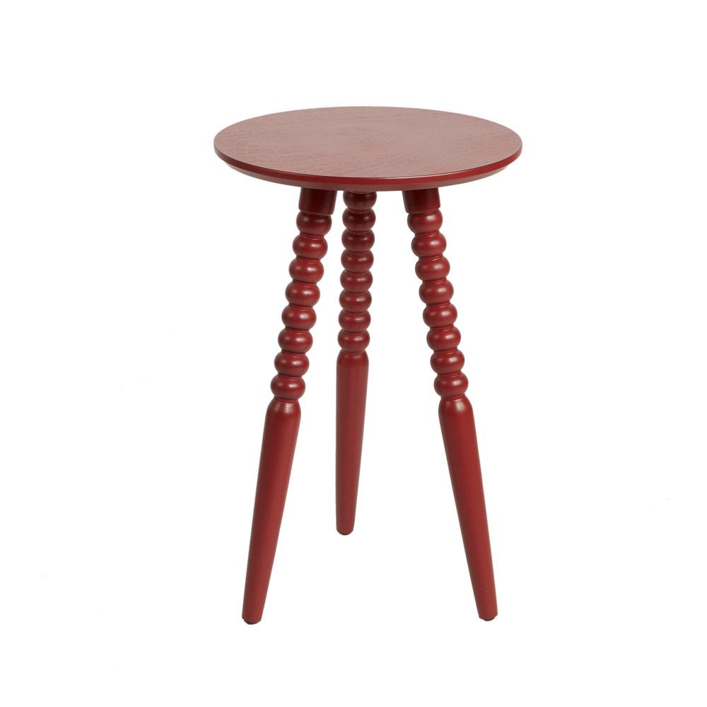 Allison Antique Red Turned Leg Accent Table