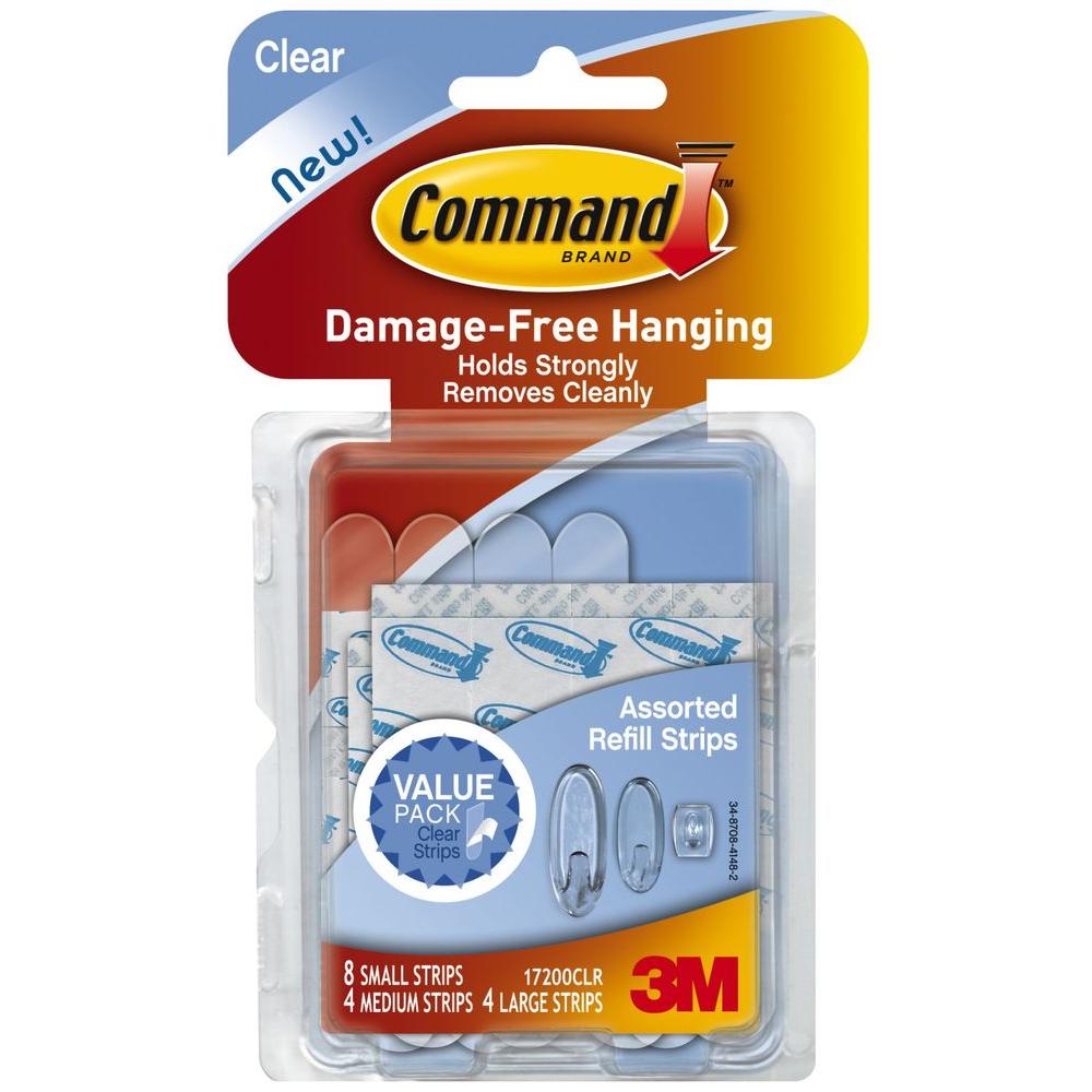 Command Clear Assorted Refill Strips (16Pack)17200CLR The Home Depot