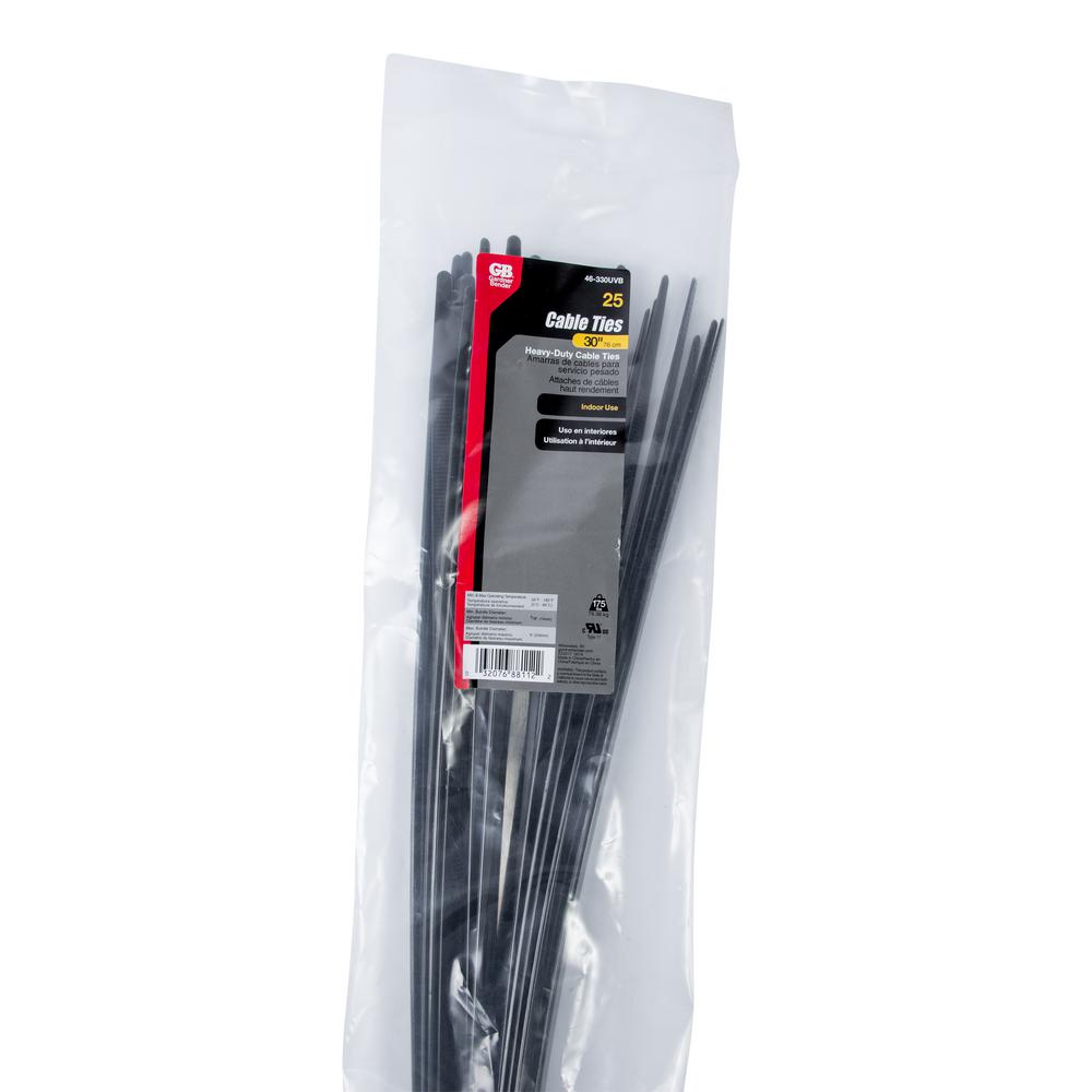 Gardner Bender 30 In Heavy Duty Cable Tie Uvb 175 Lb 25 Pack Case Of 10 46 330uvb The Home Depot