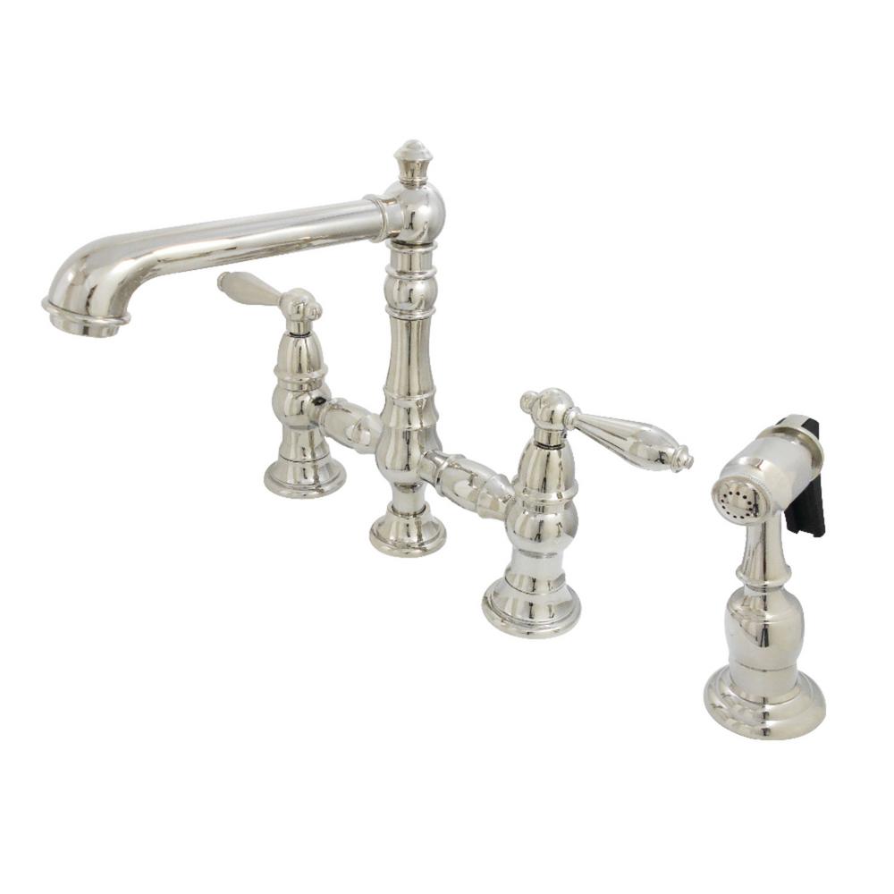 Water Creation 2Handle Bridge Kitchen Faucet with Side Sprayer in
