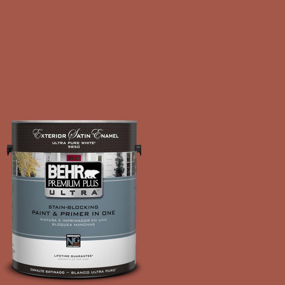 Behr Premium Plus Ultra 1 Gal Ul120 20 Cajun Red Satin Enamel Ul120 20 Cajun Red Satin Enamel