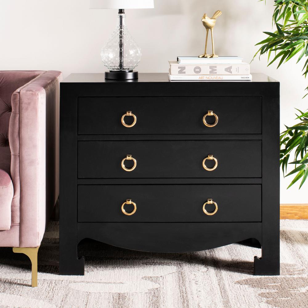 Safavieh Dion 3 Drawer Black Gold Chest Chs6411c The Home Depot