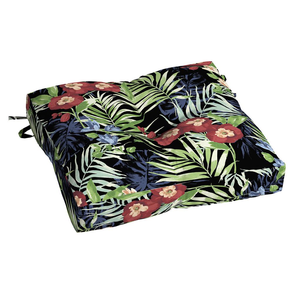 Hampton Bay Black Tropical Rectangle Outdoor Seat CushionTJ05461B9D4