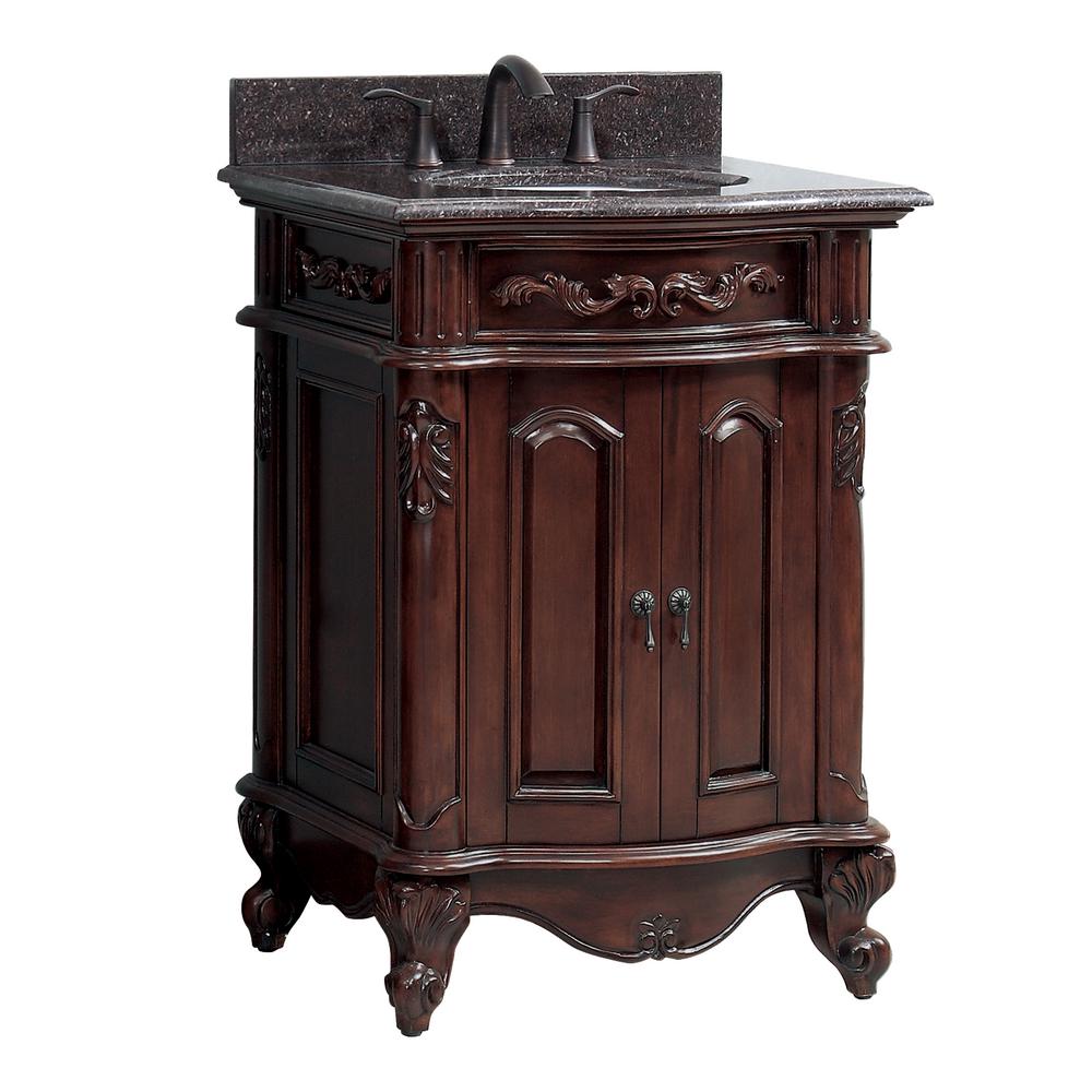 Avanity Provence 25 In Vanity With Granite Vanity Top And Under Mount Sink In Imperial Brown Provence Vs24 Ac The Home Depot