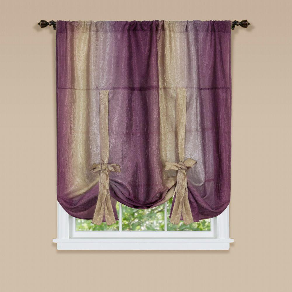 Achim Semi Opaque Ombre 50 In W X 63 In L Tie Up Shade Curtain