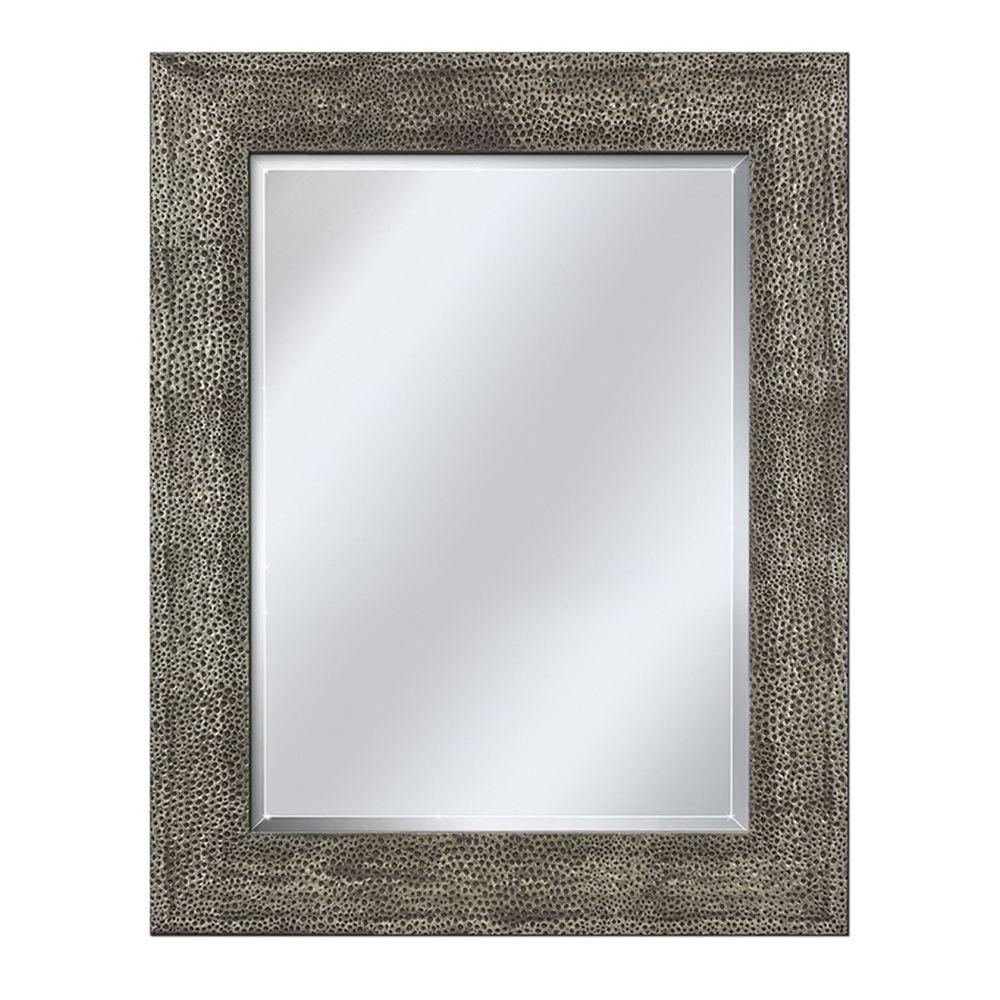 Pewter Bathroom Mirrors Bath The Home Depot W Wall Mirror In Hammered Pewter