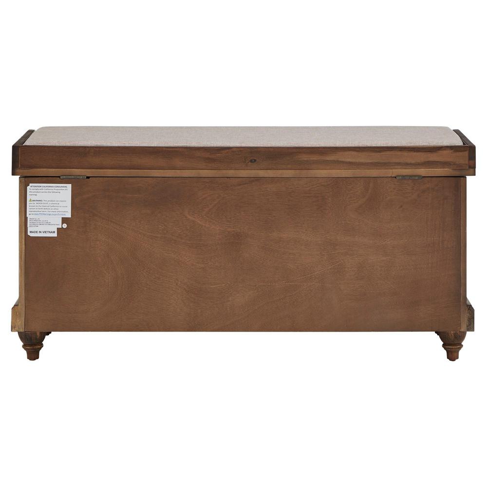 HomeSullivan 19 in. x 16 in. Antique Brown Storage Bench With Linen
