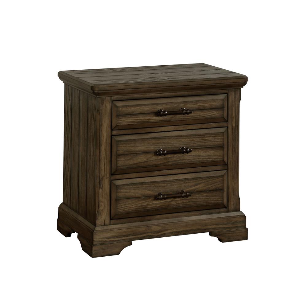 Camaflexi Carmel 3 Drawer Antique Walnut Night Stand Cm105 The