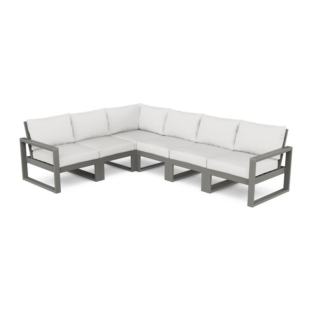 POLYWOOD EDGE 6Piece Plastic Outdoor Deep Seating Sectional Set with