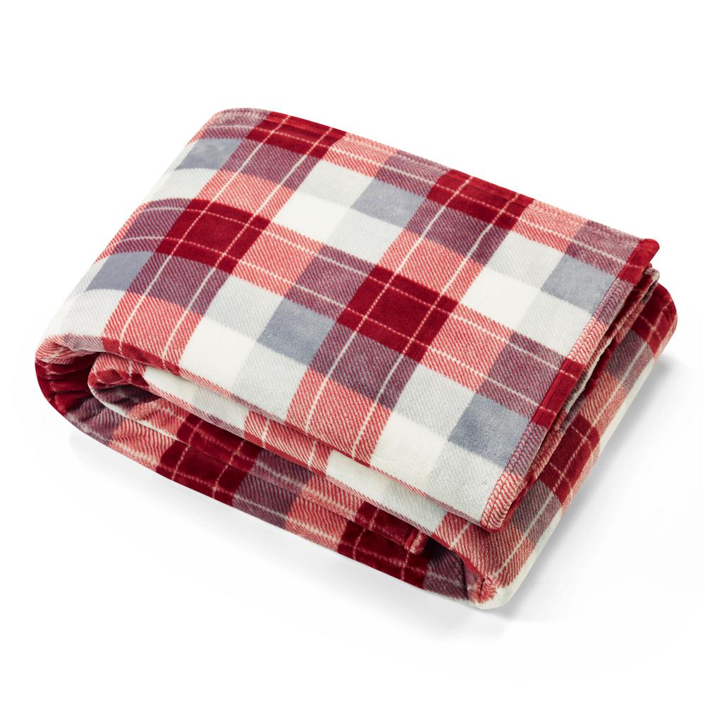 Nautica Bluff Plaid Red Ultra Soft Microfiber King Fleece Blanket USHSEE1133390 The Home Depot