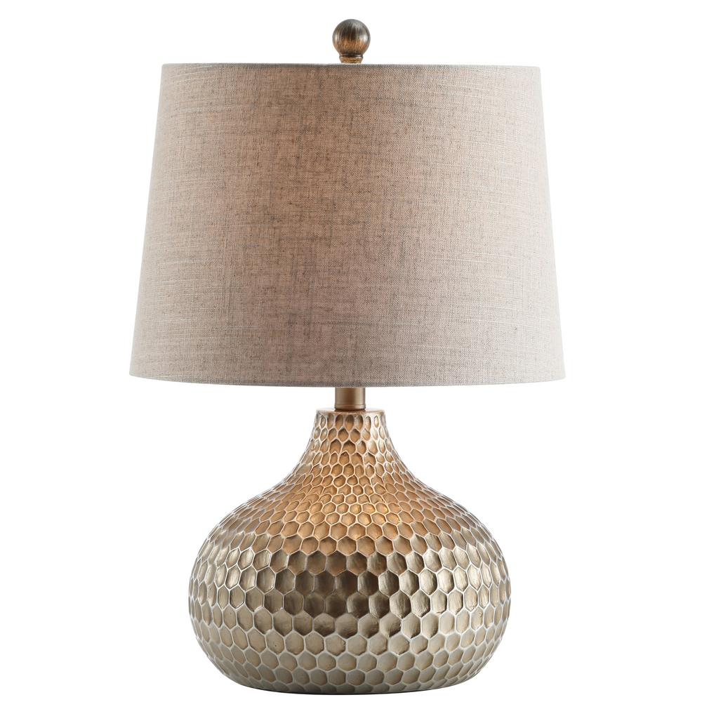 Jonathan Y Bates 22 In Antique Brown Honeycomb Led Table Lamp Jyl3020a The Home Depot