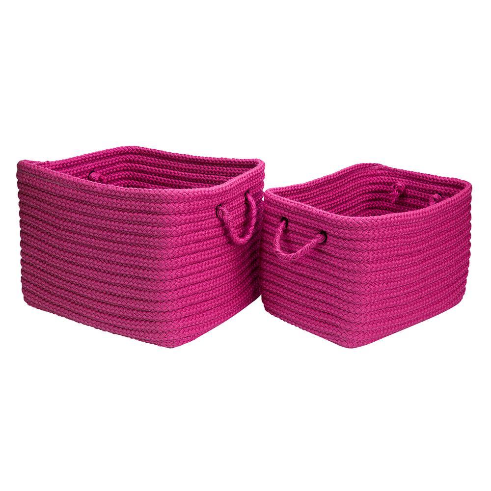 pink storage boxes baskets