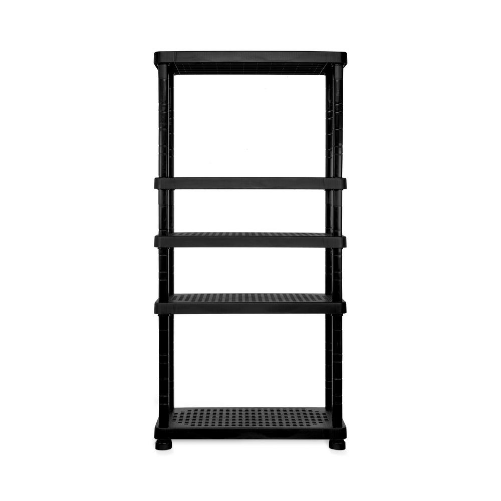 MQ Black 5Tier Plastic Garage Storage Shelving Unit (36 in. W x 74 in