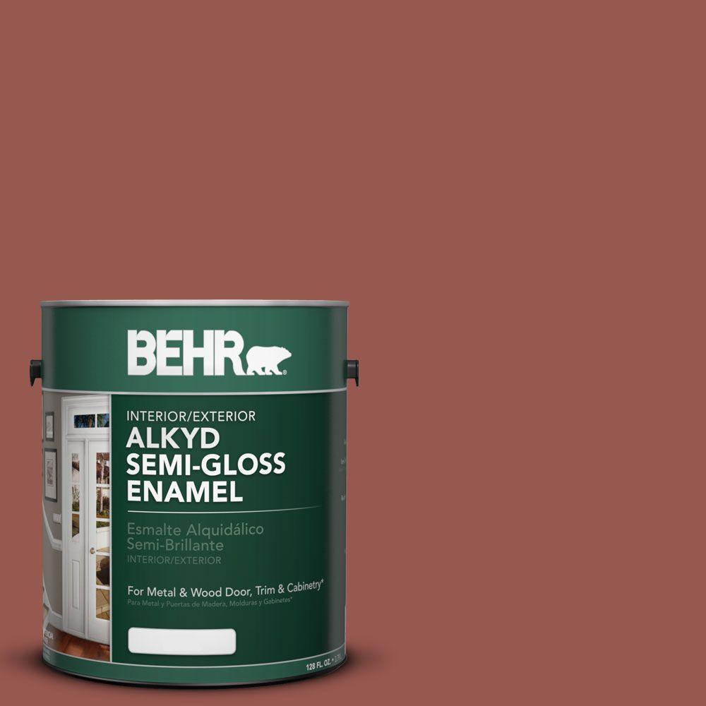 Behr 1 Gal Ae 12 Oxide Red Semi Gloss Enamel Alkyd Interior Ae 12 Oxide Red Semi Gloss Enamel Alkyd Interior Exterior Paint