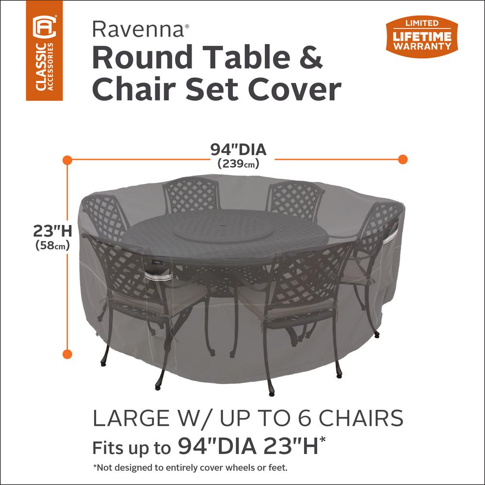 Classic Accessories Ravenna Large Round Patio Table And Chair Set Cover 55 158 045101 Ec The Home Depot