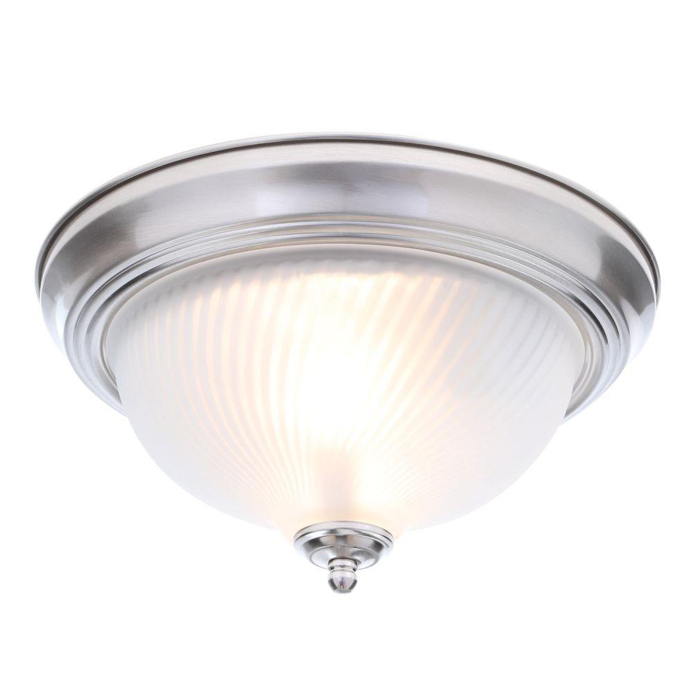 Hampton Bay 2 Bulb Ceiling Light Fixture In Brushed Nickel Flush