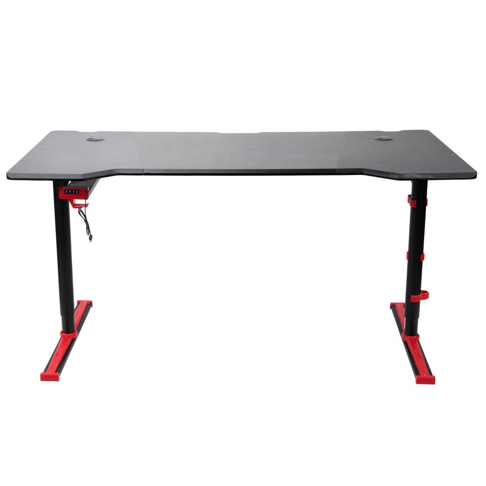 Mind Reader 59 in. Rectangular Red Gaming Desk with 4-Port USB Hub ...