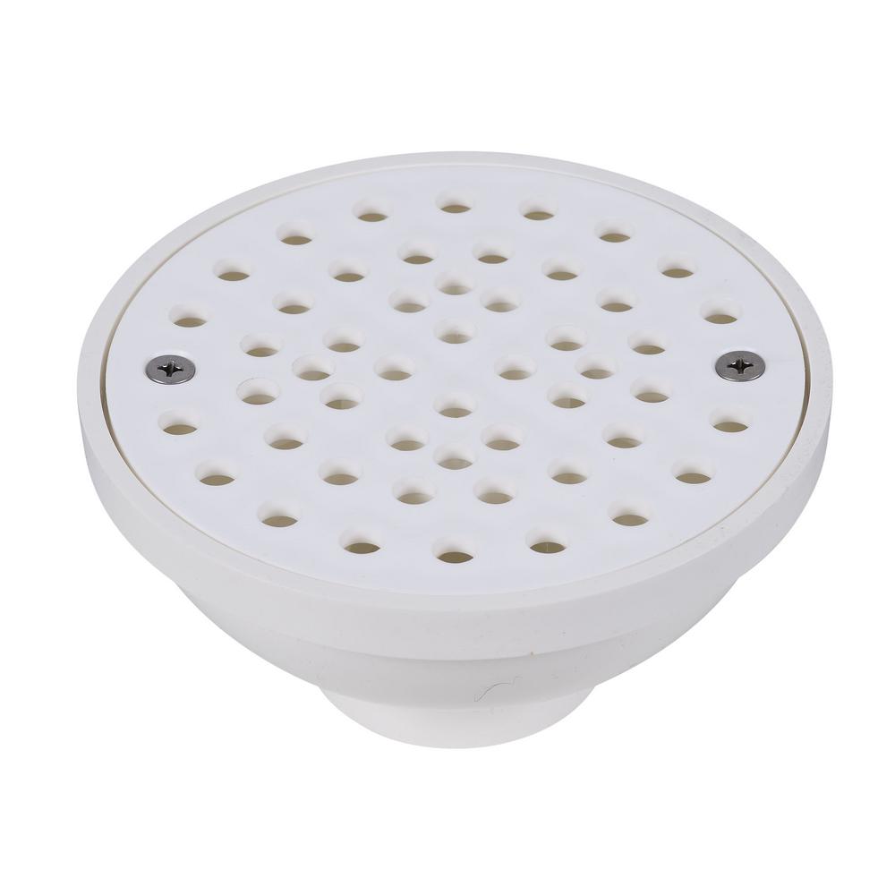 Oatey Round White PVC  Area Floor Drain with Screw In Drain 